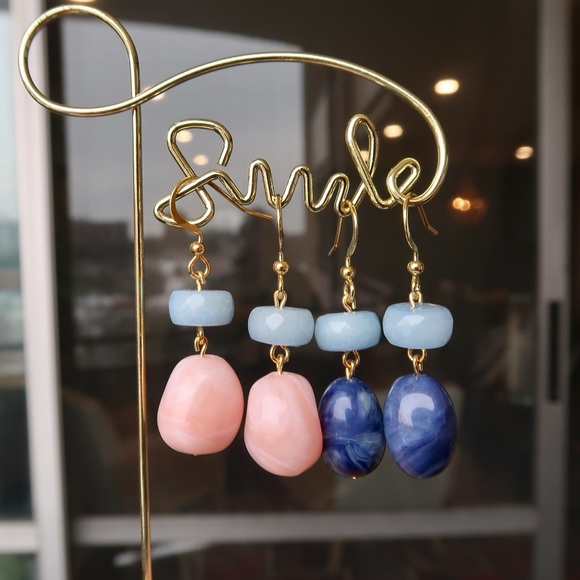 Handmade Marble Stone Drop Earring - Picture 6 of 8